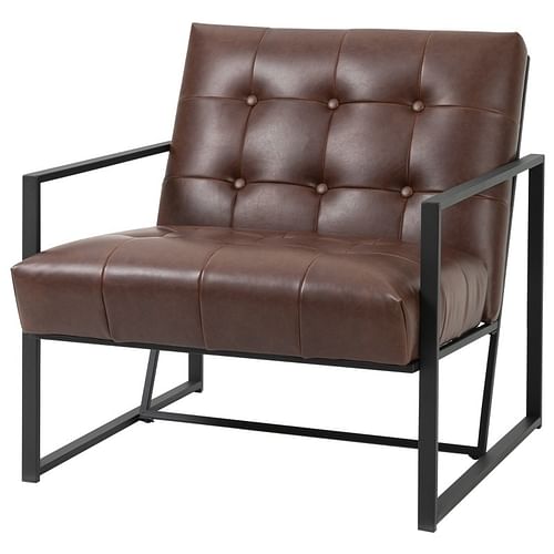 Retro Tufted Faux Leather Metal Frame Accent Chair - Brown - Free Shipping