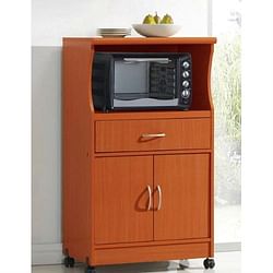 Mahogany Wood Finish Kitchen Cabinet Microwave Cart - Free Shipping
