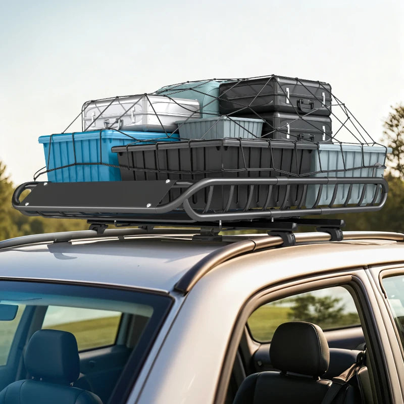 Soozier Roof Rack Cargo Carrier Basket, 330LBS Heavy Duty Roof Basket, 46" x 36" x 4.5" Rooftop Cargo Carrier for SUV, Truck
