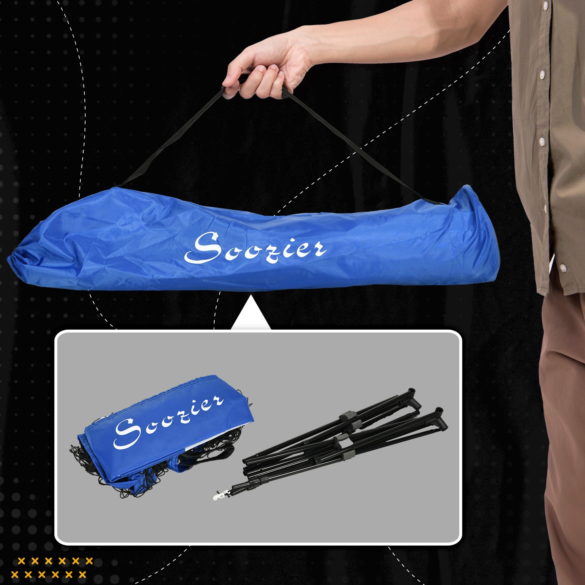 Soozier 14ft Badminton Net, Height Adjustable Outdoor Sports Net with Carry Bag, for Tennis, Pickleball and Volleyball