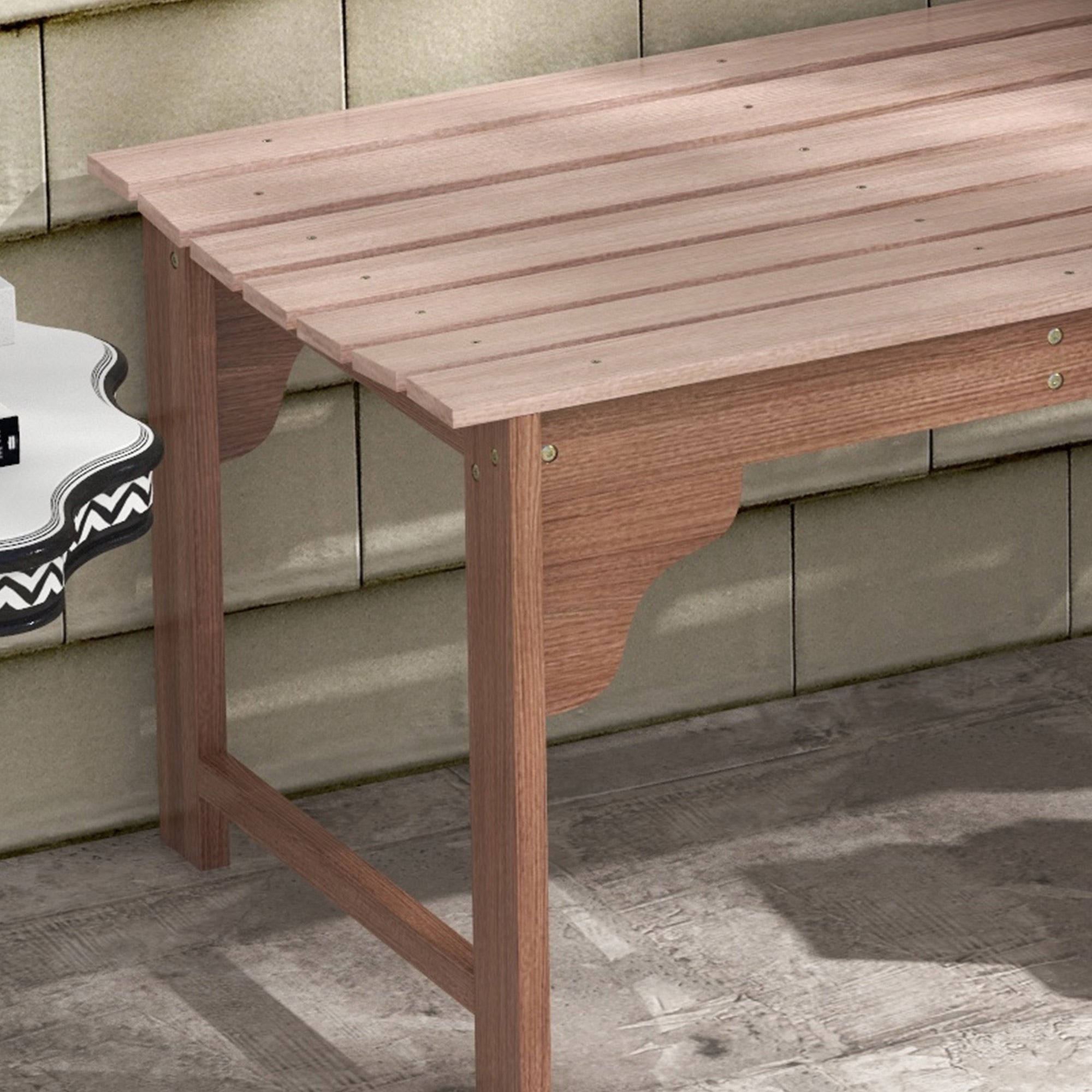 Outsunny Double Wooden Garden Stool Outdoor Porch Bench for Poolside Deck Natural Finish