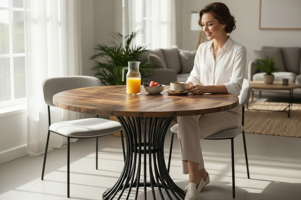 47” Modern Farmhouse Round Kitchen Table