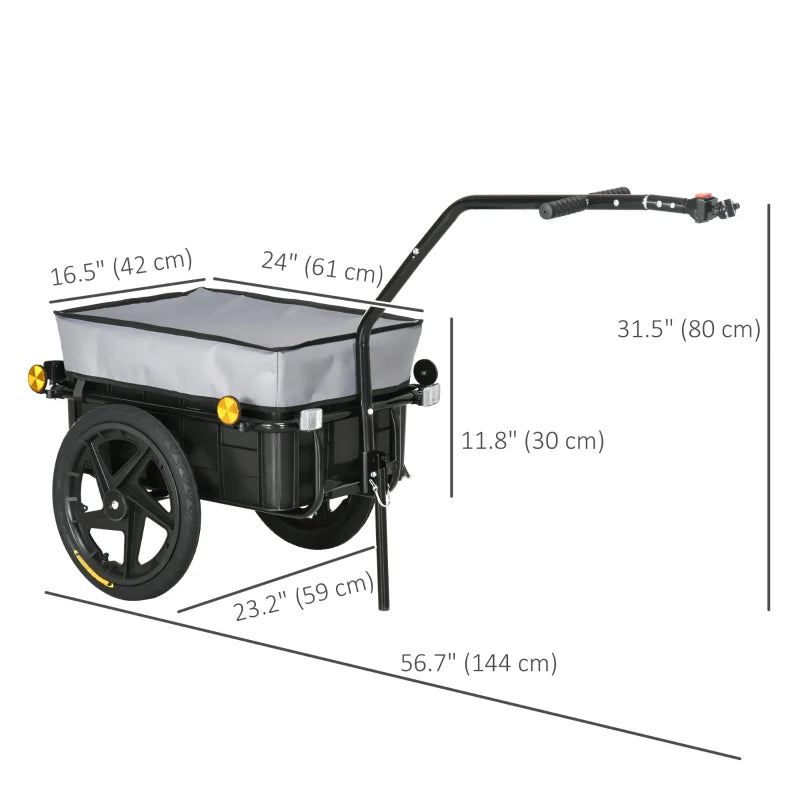 Aosom Multi-Functional Bike Trailer Steel Large Bike Luggage Cart Carrier Grey