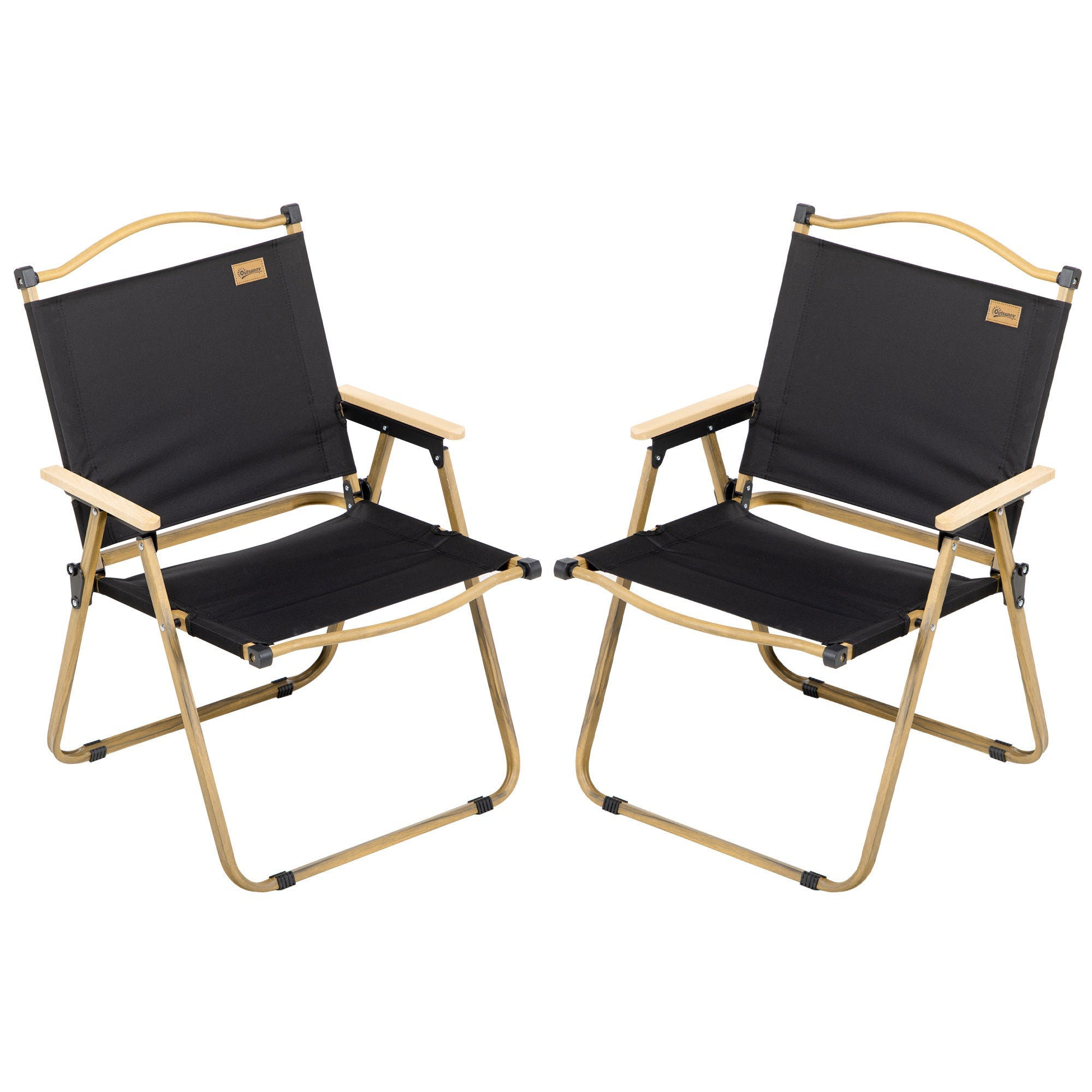 Outsunny Set of 2 Camping Chair, Lightweight Folding Chair, Portable Armchairs, Perfect for Festivals, Fishing, Beach and Hiking, Black