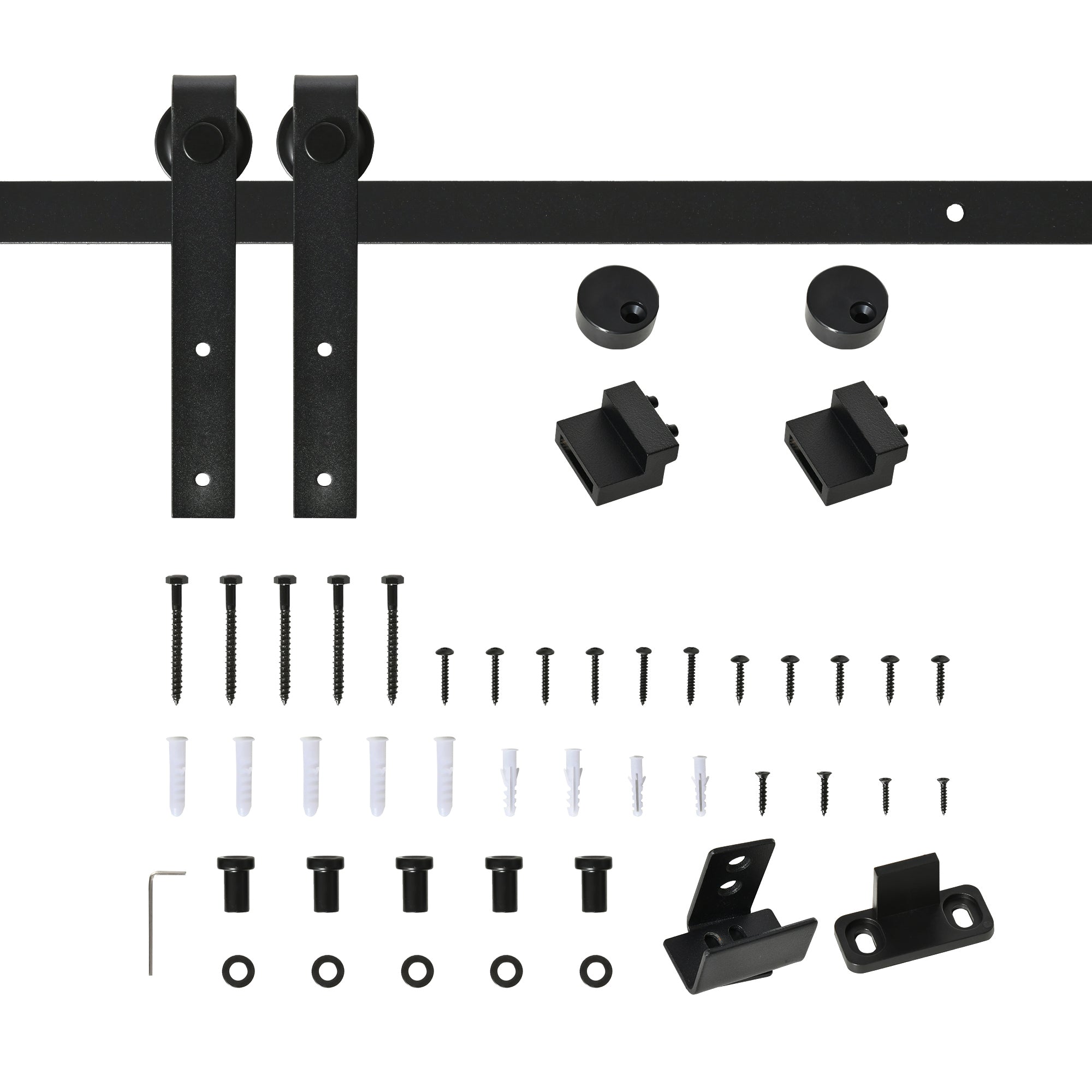 HOMCOM 6FT Mini Barn Door Hardware Kit, Sliding Barn Door Cabinet Hardware Kit for 19.7" Wide Door, Black