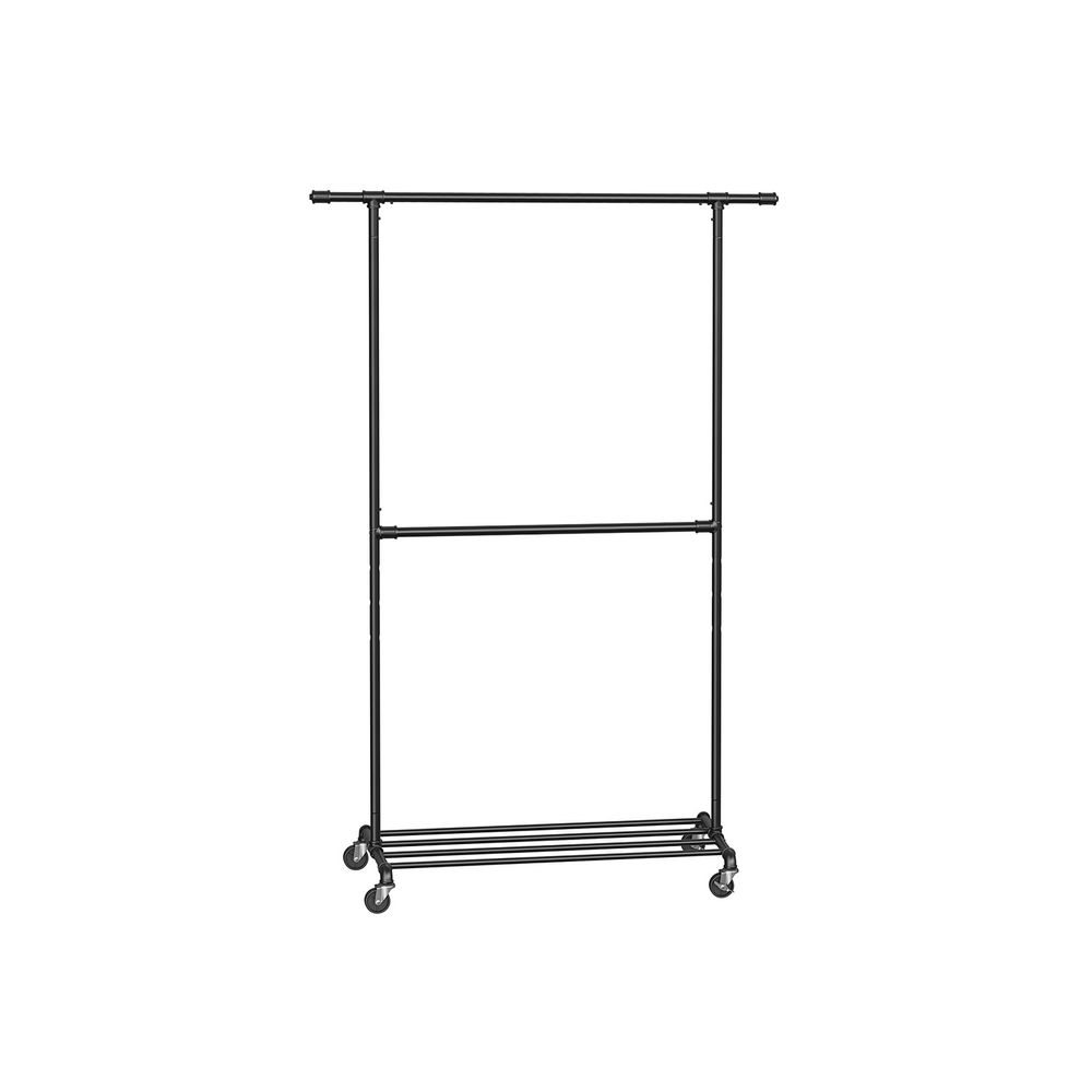 SONGMICS Industrial Double Rod Metal Clothing Rack on Wheels