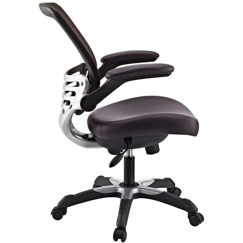 Modern Brown Mesh Back Ergonomic Office Chair with Flip-up Arms - Free Shipping
