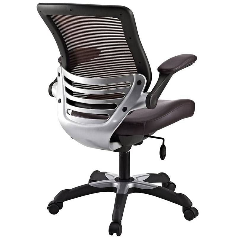 Modern Brown Mesh Back Ergonomic Office Chair with Flip-up Arms - Free Shipping
