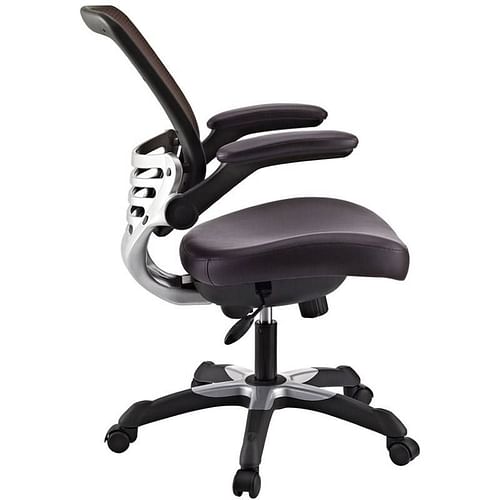 Modern Brown Mesh Back Ergonomic Office Chair with Flip-up Arms - Free Shipping