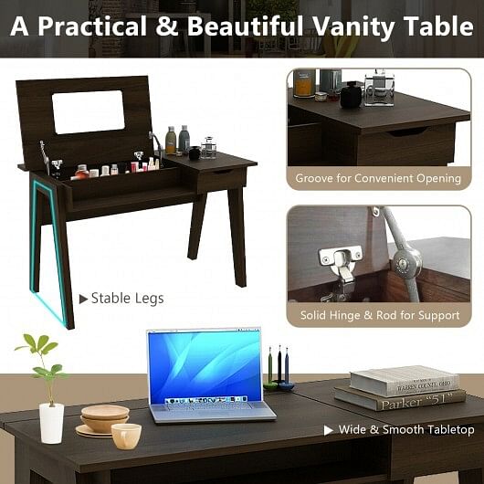 Dressing Table with Flip Mirror and Storage Drawer - Free Shipping