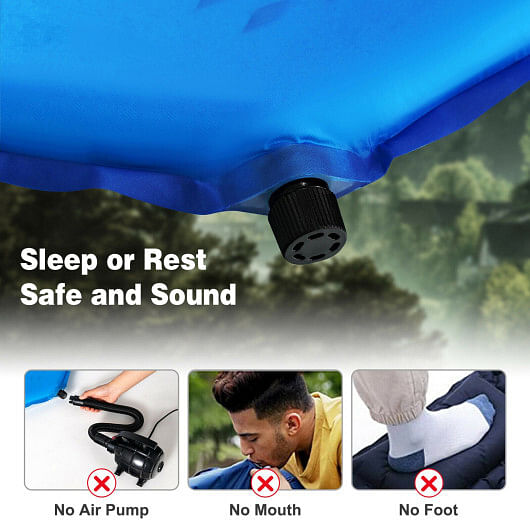 Inflatable Sleeping Pad with Carrying Bag-Blue - Free Shipping