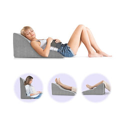 Bed Wedge Pillow Back Support Triangle Reading Pillow with Detachable Cover-Gray - Free Shipping