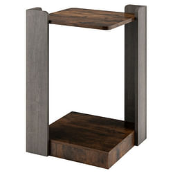 2-Tier Square End Table with Open Storage Shelf for Small Space-Coffee - Free Shipping
