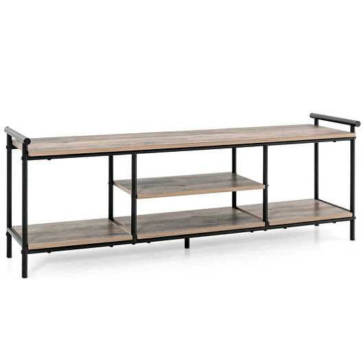 Industrial TV Stand for TVs up to 60 Inch with Storage Shelves-Natural - Free Shipping