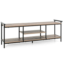 Industrial TV Stand for TVs up to 60 Inch with Storage Shelves-Natural - Free Shipping