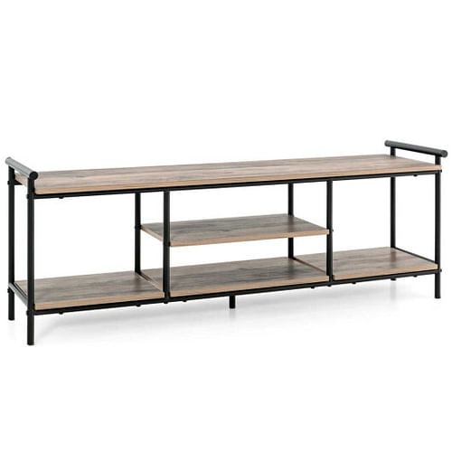 Industrial TV Stand for TVs up to 60 Inch with Storage Shelves-Natural - Free Shipping