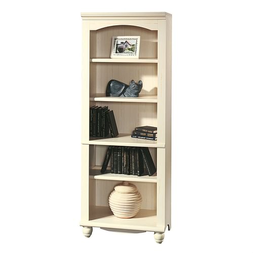 Elegant Display Shelf Bookcase with 5 Shelves in Antique White Wood Finish - Free Shipping