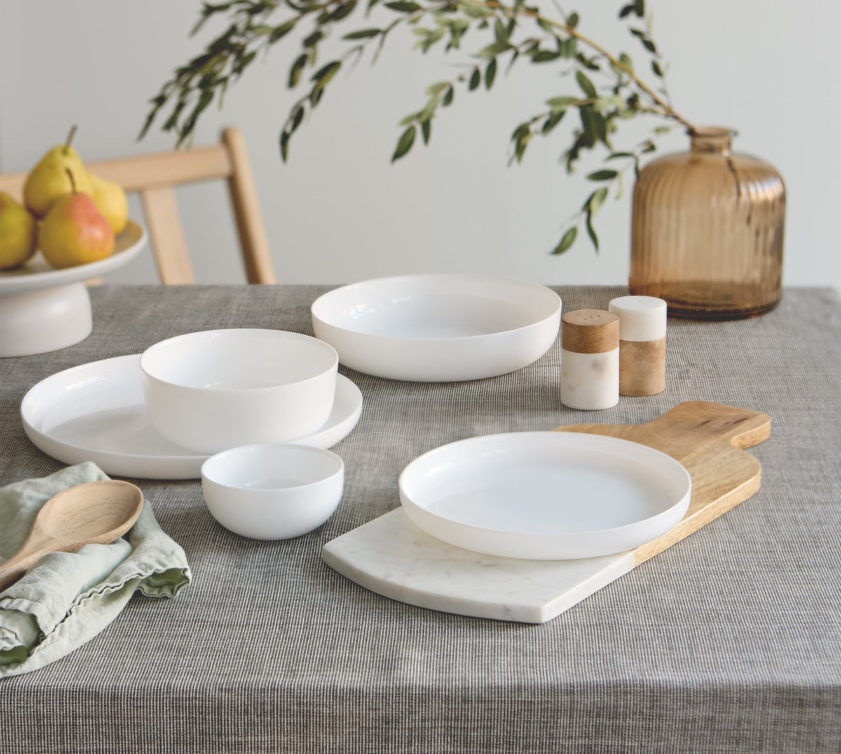 Pasta Bowls, Set of 4, Opal Glass, 22.1 cm (8.7 in), White – Oslo