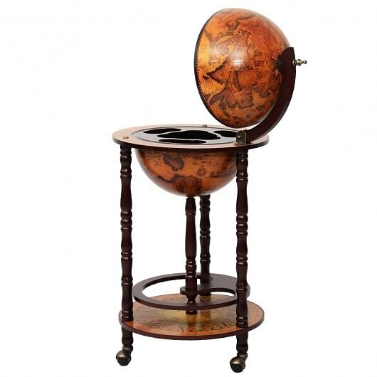16th Century Wood Globe Wine Bar Stand - Free Shipping