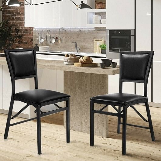 Set of 2 Metal Folding Dining Chair with Space Saving Design - Free Shipping