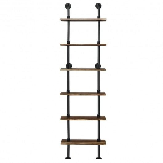 6-Tier Industrial Wall Mounted Pipe Shelves - Free Shipping