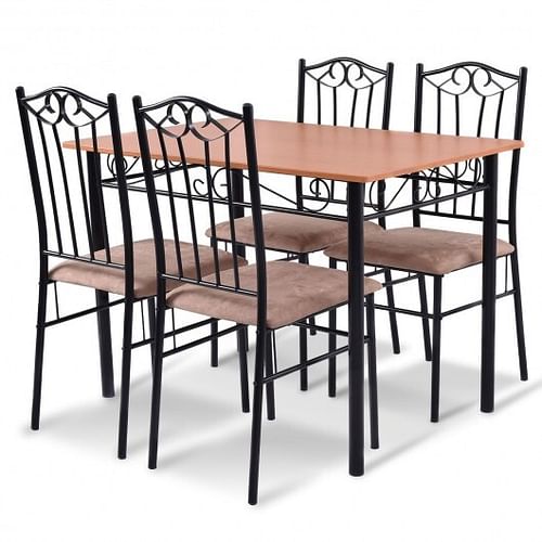 5 Pieces Dining Set Wooden Table and 4 Cushioned Chairs - Free Shipping
