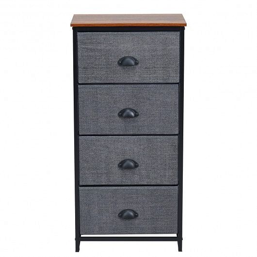Chest Storage Tower Side Table Display Storage with 4 Drawers-Black - Free Shipping