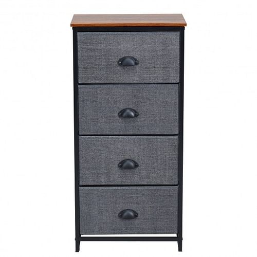 Chest Storage Tower Side Table Display Storage with 4 Drawers-Black - Free Shipping
