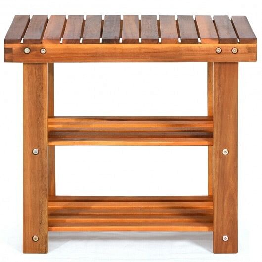 3-Tier Wood Shoe Rack 19' Shoe Bench Boots Organizer - Free Shipping