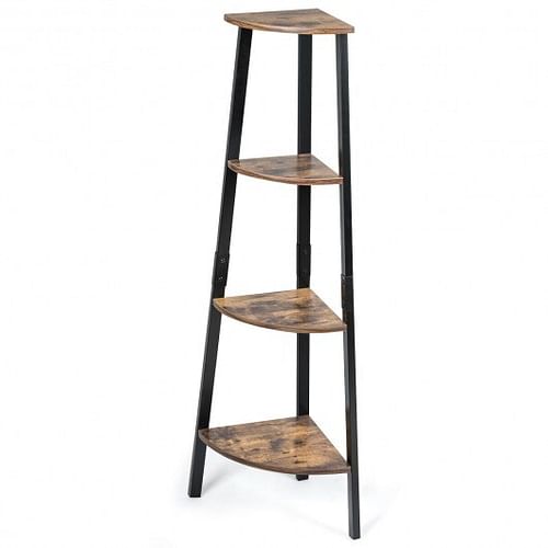 4-Tier Industrial Corner Ladder Shelf Display Rack for Home Office - Free Shipping