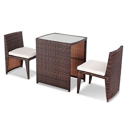3 Pieces Cushioned Outdoor Wicker Patio Set with No Assembly Needed - Free Shipping