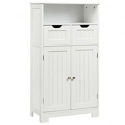 Bathroom Wooden Side Cabinet with 2 Drawers and 2 Doors-White - Free Shipping