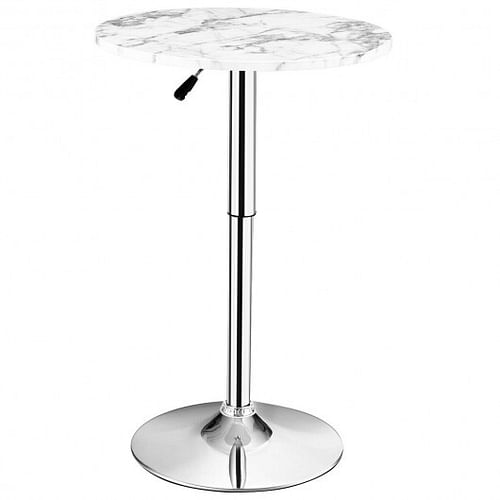 360?° Swivel Cocktail Pub Table with Sliver Leg and Base-White - Free Shipping