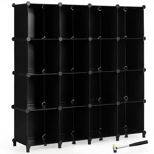 16 Cubes Plastic Storage Organizer with Rustproof Steel Frame-Black - Free Shipping