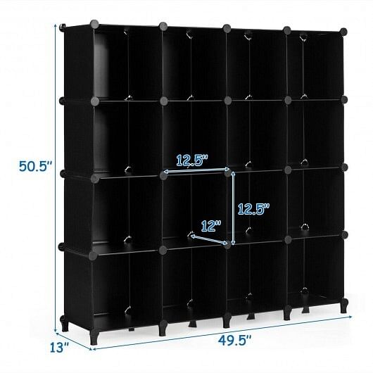 16 Cubes Plastic Storage Organizer with Rustproof Steel Frame-Black - Free Shipping