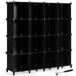 16 Cubes Plastic Storage Organizer with Rustproof Steel Frame-Black - Free Shipping