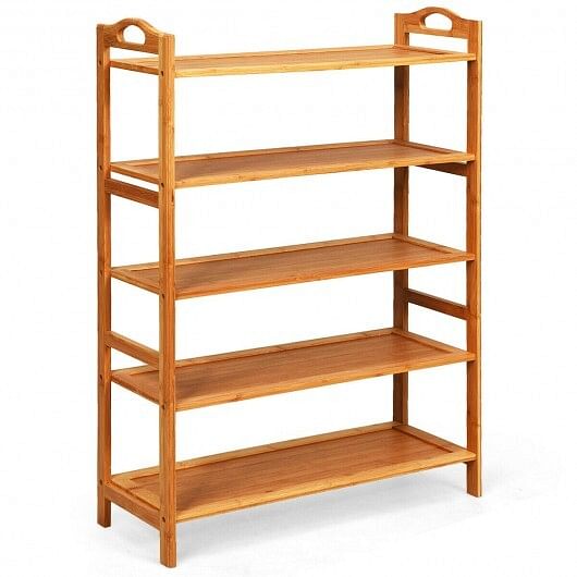 5-Tier Bamboo FreeStanding Shoe Rack-Natural - Free Shipping