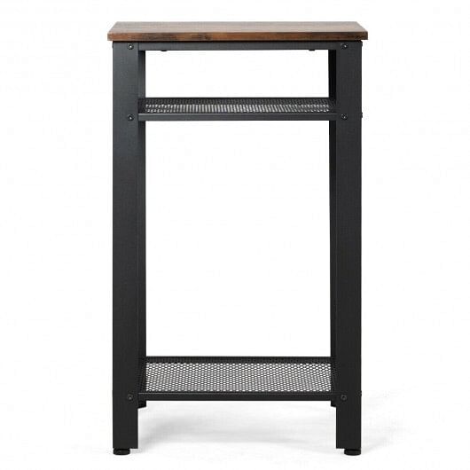 3-Tier Industrial End Table with Metal Mesh Storage Shelves - Free Shipping