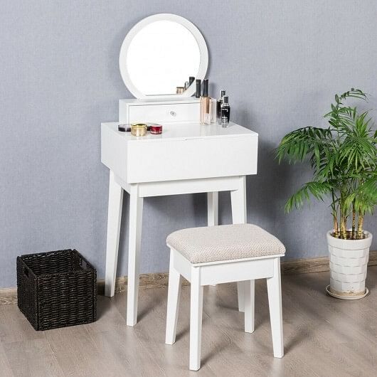 Makeup Dressing Wall Mounted Vanity Mirror with 2 Drawers - Free Shipping