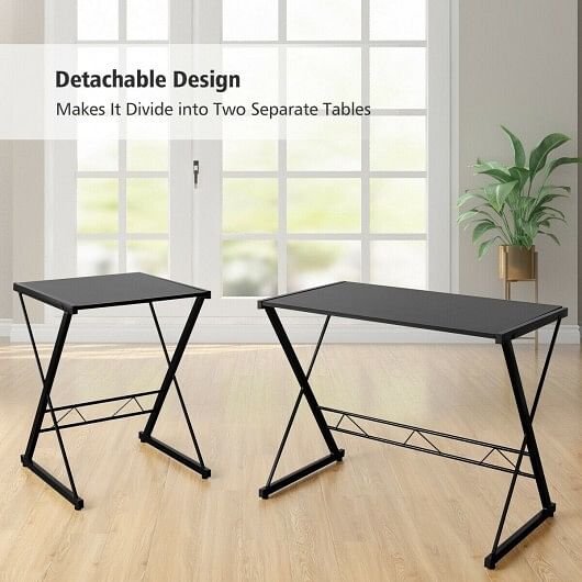 L-Shaped Desk Reversible Corner Computer Desk with Movable Shelf and CPU Stand-Walnut - Free Shipping