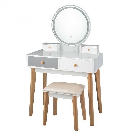 Makeup Dressing Table with 4 Drawers and Lighted Mirror - Free Shipping