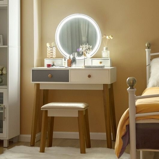 Makeup Dressing Table with 4 Drawers and Lighted Mirror - Free Shipping