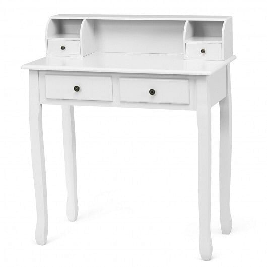 Removable Floating Organizer 2-Tier Mission Home Computer Vanity Desk-white - Free Shipping
