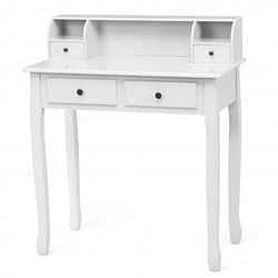 Removable Floating Organizer 2-Tier Mission Home Computer Vanity Desk-white - Free Shipping