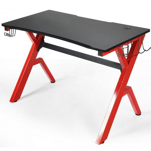 Ergonomic Gaming Desk with Carbon Fiber Surface and R-Shape Steel Frame - Free Shipping