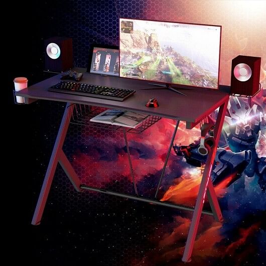 Multifunctional E-Sport Gaming Desk with Headset Hook and Cup Holder - Free Shipping