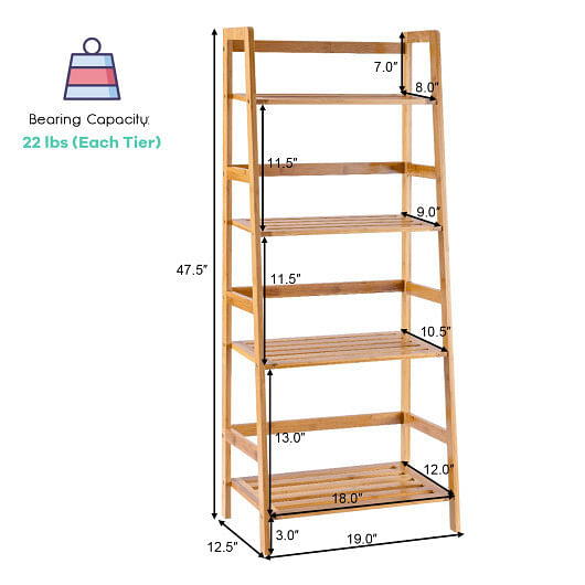 47.5 Inch 4-Tier Multifunctional Bamboo Bookcase Storage Stand Rack - Free Shipping