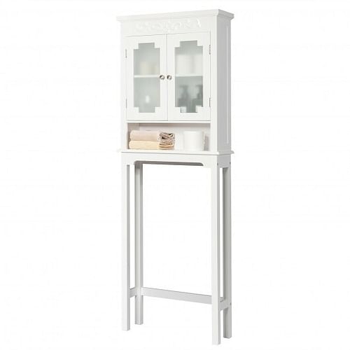 Bathroom Space Saver Carved Top Toilet Rack with Adjustable Shelf - Free Shipping