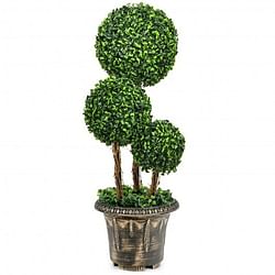 30 Inch Artificial Topiary Triple Ball Tree Indoor and Outdoor UV Protection - Free Shipping