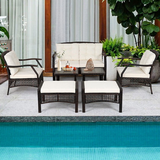 7 Pieces Outdoor Patio Furniture Set with Waterproof Cover - Free Shipping